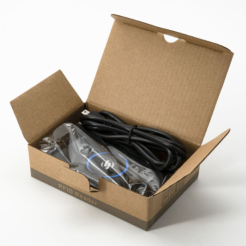 Fotografija proizvoda Vodootporni ISO15693 RFID čitač i pisač sa USB vezom sa naglaskom na sigurnosni sistem za projekte iz kategorije HF RFID čitači za 13.56 MHz.