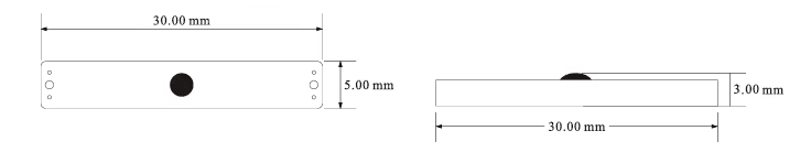 Tehnički crtež P3005-3 RFID taga prikazuje precizne dimenzije 30x5x3mm za planiranje instalacije.