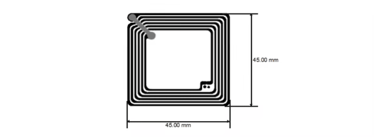 Štampane izdržljive HF RFID etikete za praćenje sredstava prikazane iz perspektive providne površine na metalu za primene HF RFID etiketa.