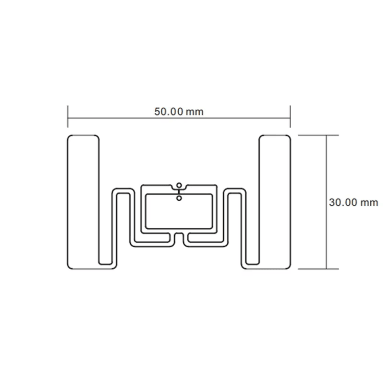 Serijalizovane UHF RFID etikete za praćenje na nivou artikla prikazane iz perspektive providne lepljive podloge za primene UHF RFID etiketa.