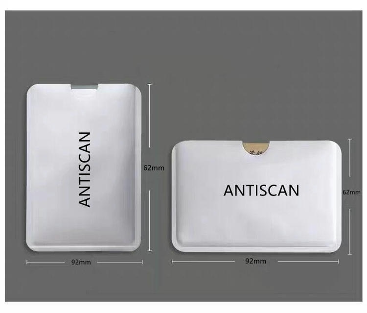 ANTISCAN futrole koje blokiraju RFID signal predstavljene su sa merama koje potvrđuju standardnu veličinu futrole za kreditne kartice za bezbednost.
