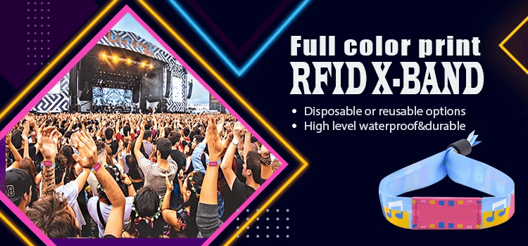 RFID narukvice od tkanine za pristup festivalima prikazane sa fokusom na kontrolu pristupa na događajima za projekte RFID narukvica od tkanine.
