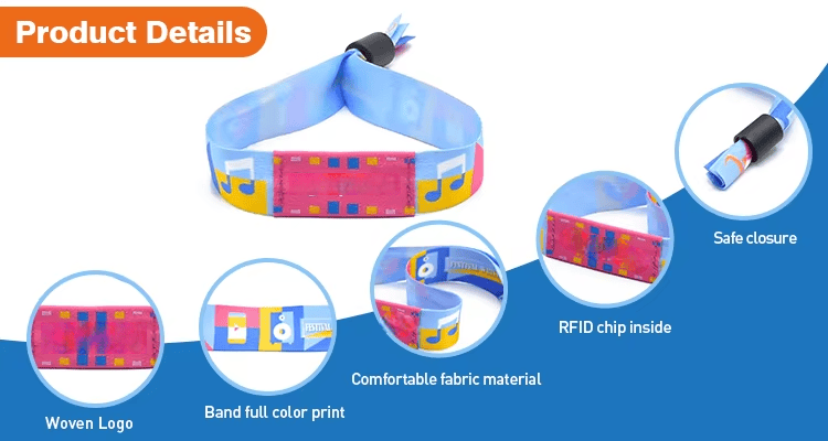 RFID narukvice od tkanine za pristup festivalima prikazane sa fokusom na prijavu gostiju za projekte RFID narukvica od tkanine.