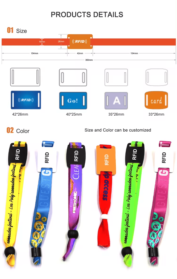 RFID festivalske narukvice za bezgotovinske događaje prikazane sa fokusom na prijavu gostiju za projekte tkanih RFID narukvica.