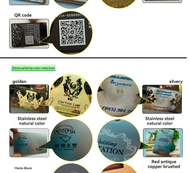 Ovaj grafikon prikazuje opcije personalizacije metalne vizit karte koje podržavaju programe vrhunskog članstva i kontrolisano izdavanje.