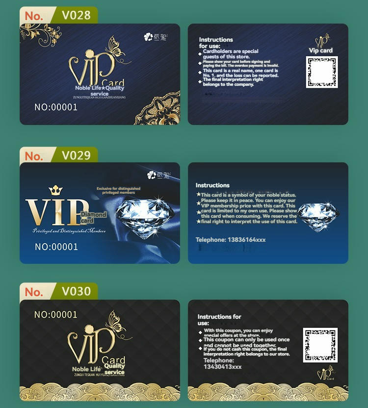 Kartice članstva od PVC-a po meri za programe lojalnosti i VIP programe prikazane sa referencom veličine za kupce koji porede rešenja plastičnih kartica.