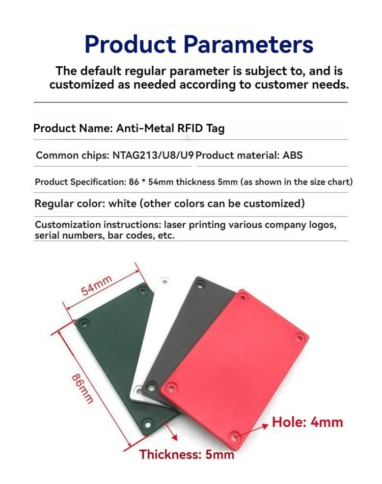 Industrijske ABS RFID oznake za metalne površine za praćenje sredstava prikazane sa završnom obradom od brušenog metala za kupce koji upoređuju rešenja ABS RFID oznaka za metalne površine.