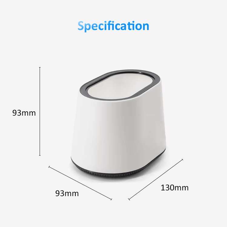Grafički prikaz specifikacija za skener R46 payment box označava dimenzije proizvoda kao 130 mm x 93 mm x 93 mm.