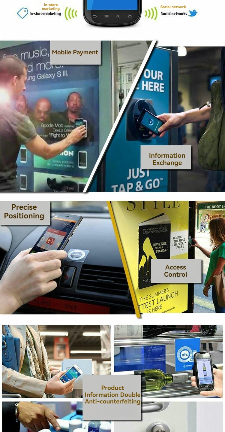 Detaljan dijagram prikazuje dimenzije mini NFC taga i tehničke specifikacije potrebne za specijalizovane industrijske i komercijalne projekte označavanja.