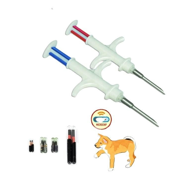 Promotivna grafika prikazuje sterilne špriceve sa mikročipovima za veterinarsku RFID implantaciju i bezbedan pronalazak ljubimaca.
