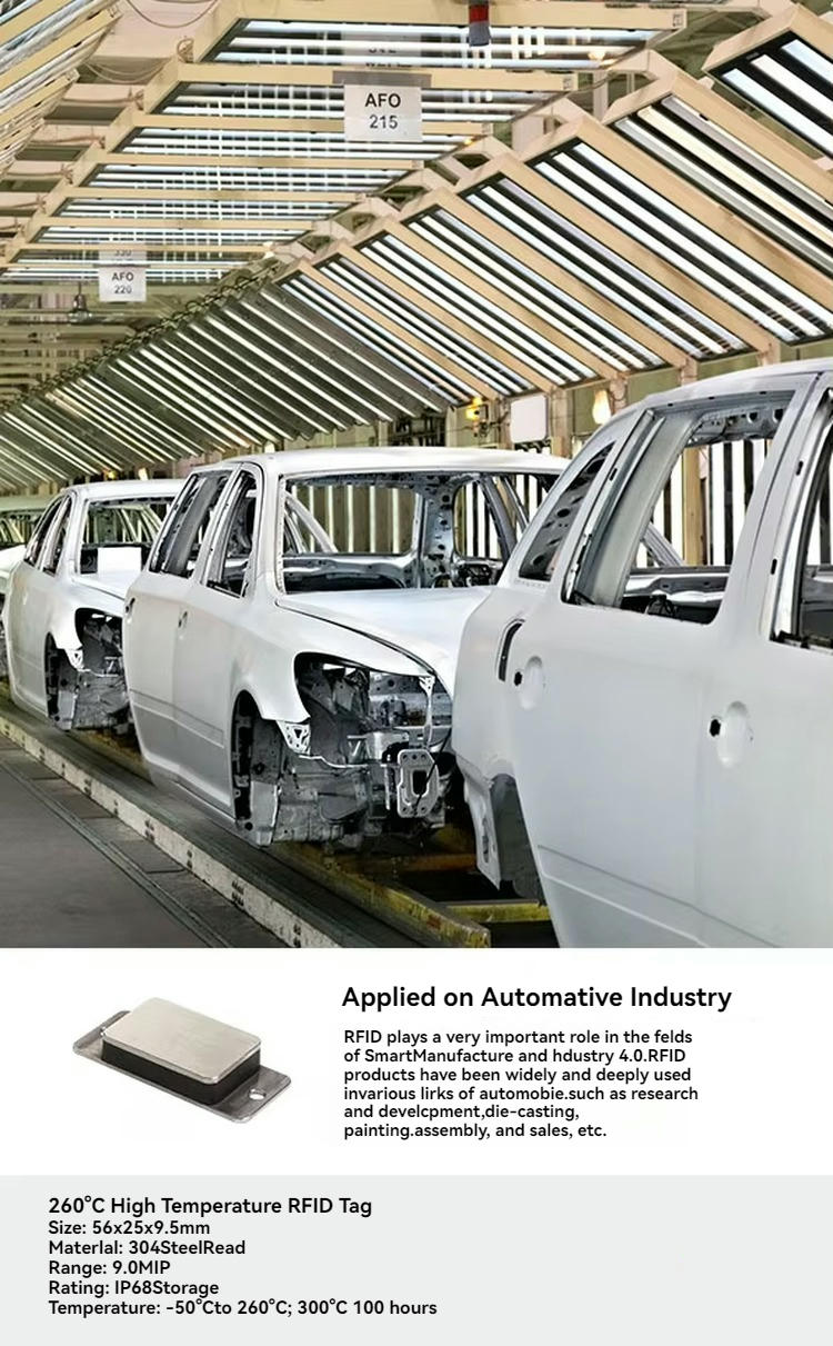 Ovaj dijagram primene ilustruje kako je HTR5625-1 RFID oznaka ugrađena unutar metalnog kalupa za automatizovanu identifikaciju imovine tokom celog životnog veka
