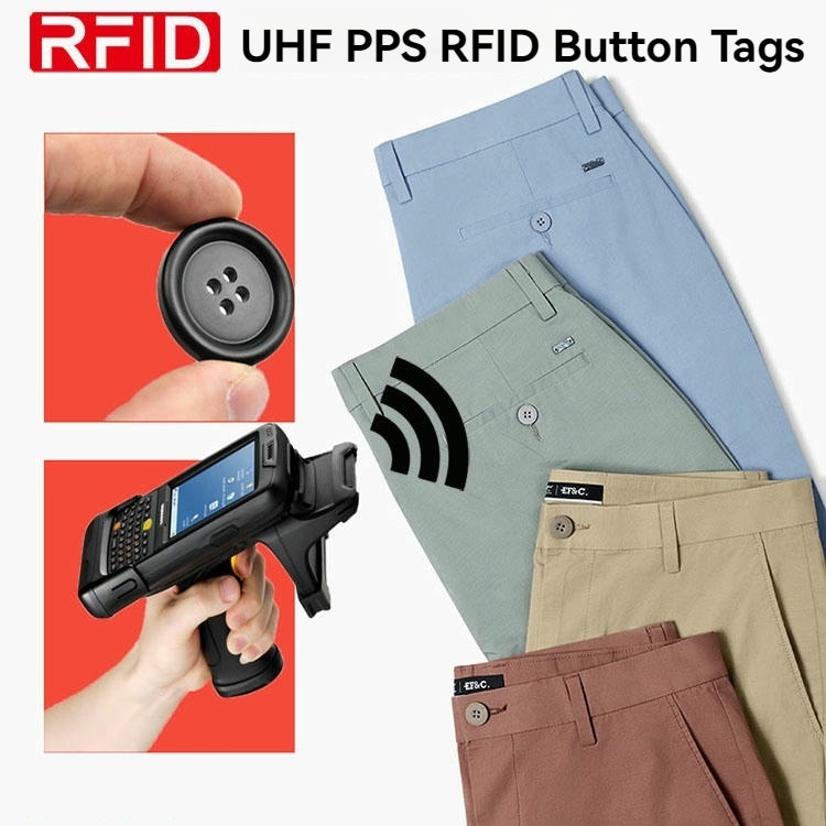 Presek otkriva epoksidno zatvaranje unutar PPS14-B RFID oznake koje štiti čip od toplotnog šoka i mehaničkog naprezanja.
