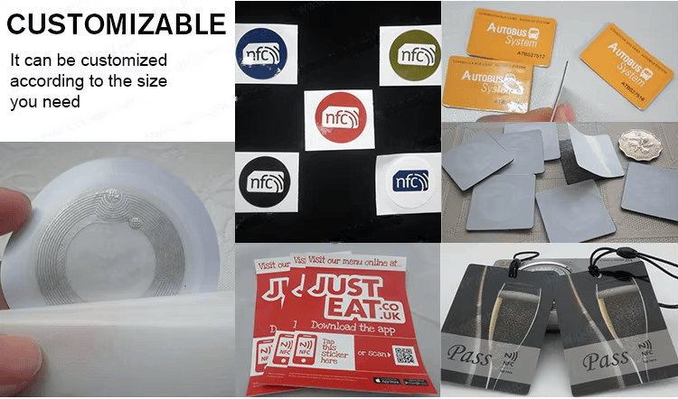 Prilagodljiva tabla prikazuje različite uzorke RFID tagova, materijale i formate štampe za razvoj proizvoda po meri.
