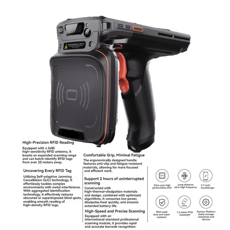 ZK-RFID7171S robustni ručni čitač koji demonstrira otpornost na pad od 1.2 metra i shockproof dizajn za industrijsku upotrebu.