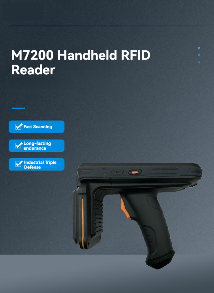M7200 RFID čitač opremljen je specijalizovanim ekranom visoke svetline od četiri stotine lumena koji ostaje savršeno čitljiv pod direktnom sunčevom svetlošću na otvorenom.