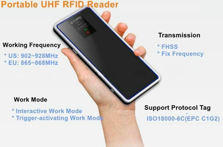 Prenosni UHF čitač ZK-RFID9816UBT koji se koristi u skladišnom okruženju za brzo skeniranje paketa i logistiku.