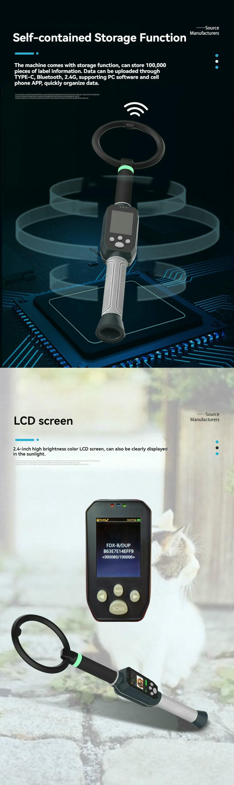 Poster funkcije memorije FS-A19-LF prikazuje sačuvane zapise i prenos putem Type C, Bluetooth ili 2.4G veze sa LCD ekranom čitljivim na suncu.