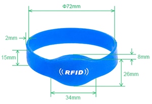 G01 D72 vodič kroz dimenzije silikonske RFID narukvice koji prikazuje unutrašnji prečnik od 72mm za krupnije zglobove odraslih pri dugoročnom pristupu objektima