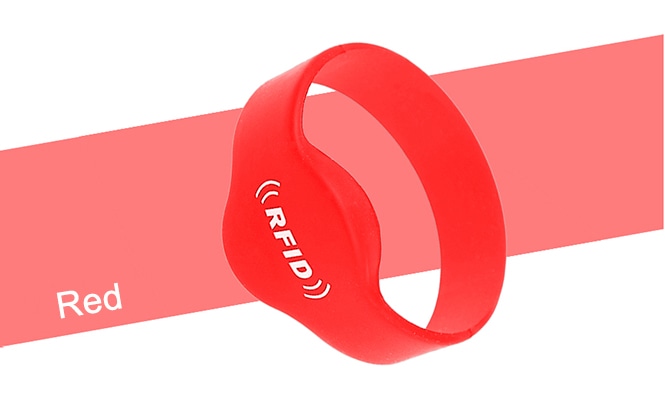 Crvena G02 silikonska RFID narukvica - slika opcije boje za pristup bazenu u odmaralištu sa izdržljivom vodootpornom silikonskom trakom zatvorene petlje