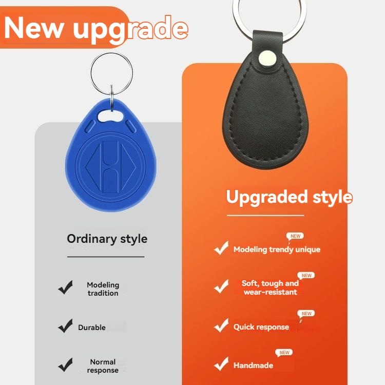Detaljan prikaz preciznog šiva i materijala visoke klase koji se koriste u našim kožnim RFID privescima za ključeve.