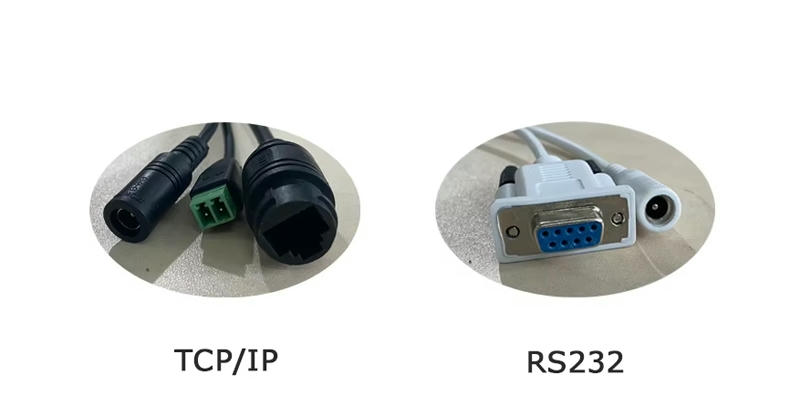 Slika interfejsa prikazuje opcije povezivanja JT-R1560 sa krajevima kablova TCP IP stila i serijskog stila za različite industrijske mreže.