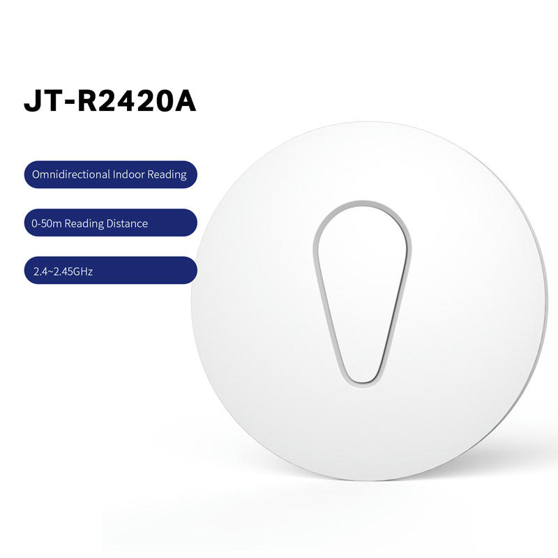 Zadnja strana aktivnog RFID čitača JT-R2420A prikazuje kvalitetno industrijsko kućište i vodootporni dizajn interfejsa.