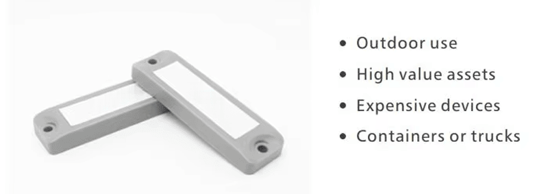 ABS RFID oznake za metal za terenska sredstva na otvorenom, prikazane iz jasne perspektive graviranog logotipa za primene ABS RFID oznaka za metal.