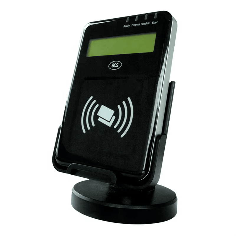 ACR122L nfc čitač je prikazan u kancelarijskom okruženju za zadatke bezbedne identifikacije zaposlenih i upravljanja evidencijom radnog vremena.