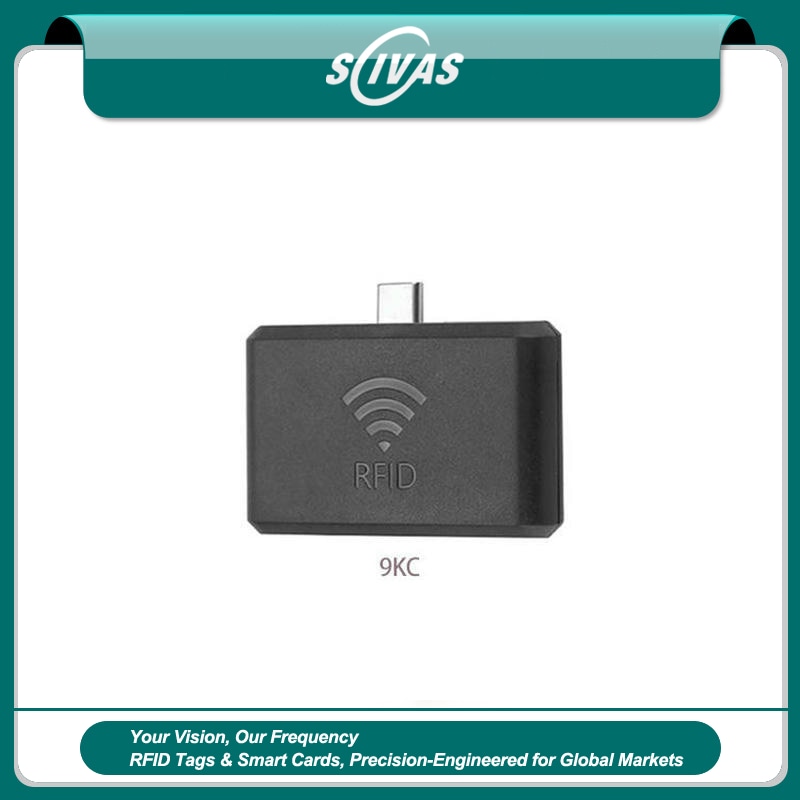 UHF RFID mobilni čitač ZK-RFID-9KC prikazan je spreda na čistoj slici proizvoda sa USB Type-C priključkom za logističku upotrebu.