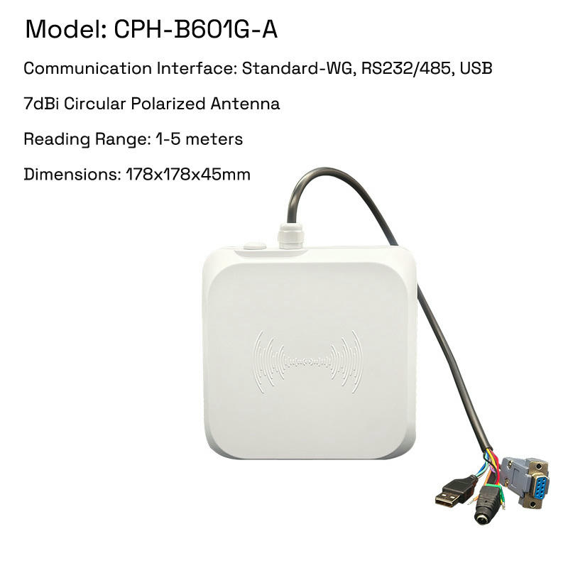 CPH-B601G-A standardni integrisani RFID čitač ima kompaktno kućište od 178 mm i svestrane RS232 i USB komunikacione interfejse.