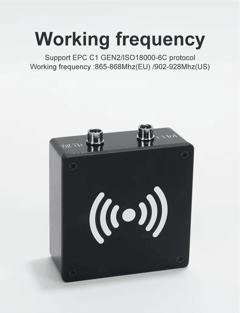 Specifikacijski poster predstavlja radnu frekvenciju FD-604 serije i EPC Gen2 protokol za industrijske RFID primene.