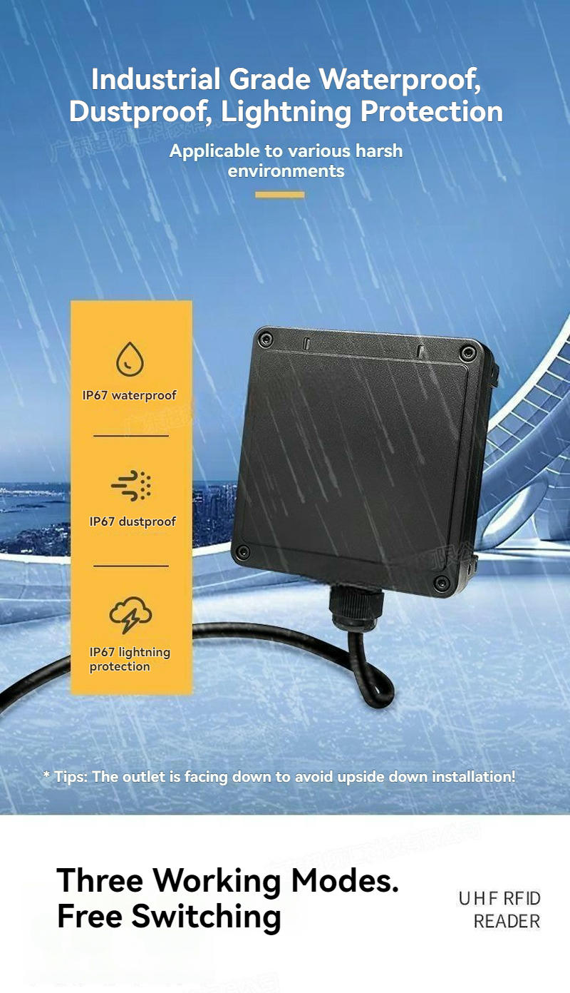 Poster zaštite prikazuje CPH-B401 UHF čitač sa IP67 zaštitom od vode i prašine i zaštitom od groma za surova okruženja.