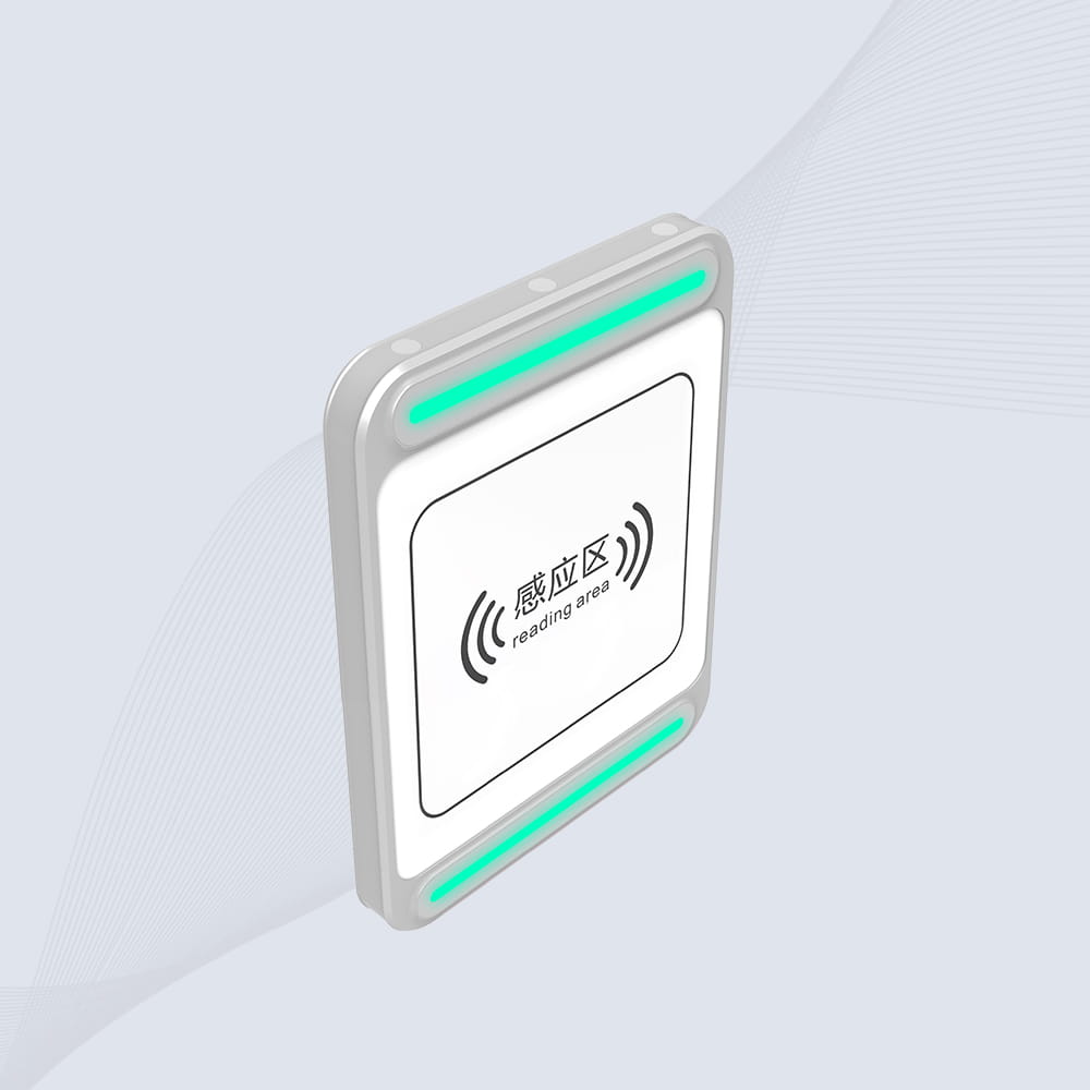 Ilustracija koja prikazuje tehnologiju dvostrukog očitavanja CK-T1B RFID čitača koja koristi jačinu RSSI signala za praćenje smera kretanja taga.
