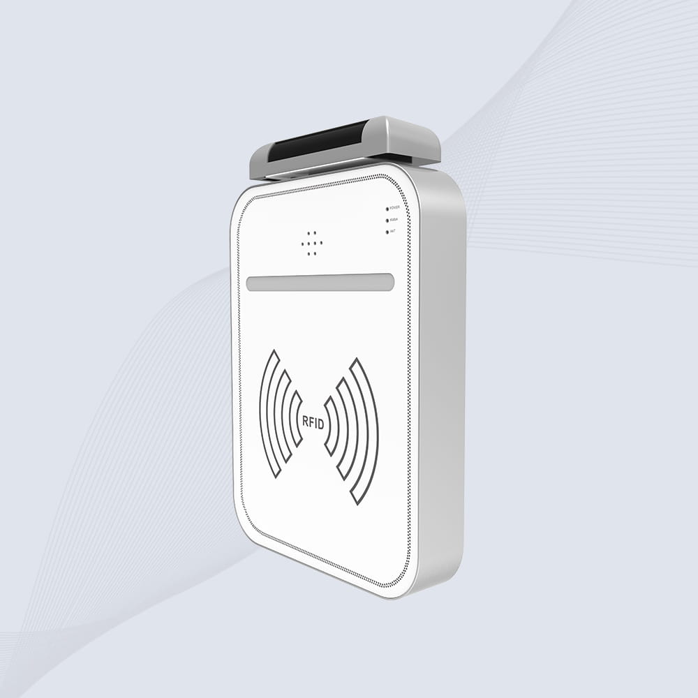 Bočni pogled na RFID pristupnik velikog dometa CK-T1H pokazuje njegov tanak profil od 24 milimetra i montažu na konzolu.