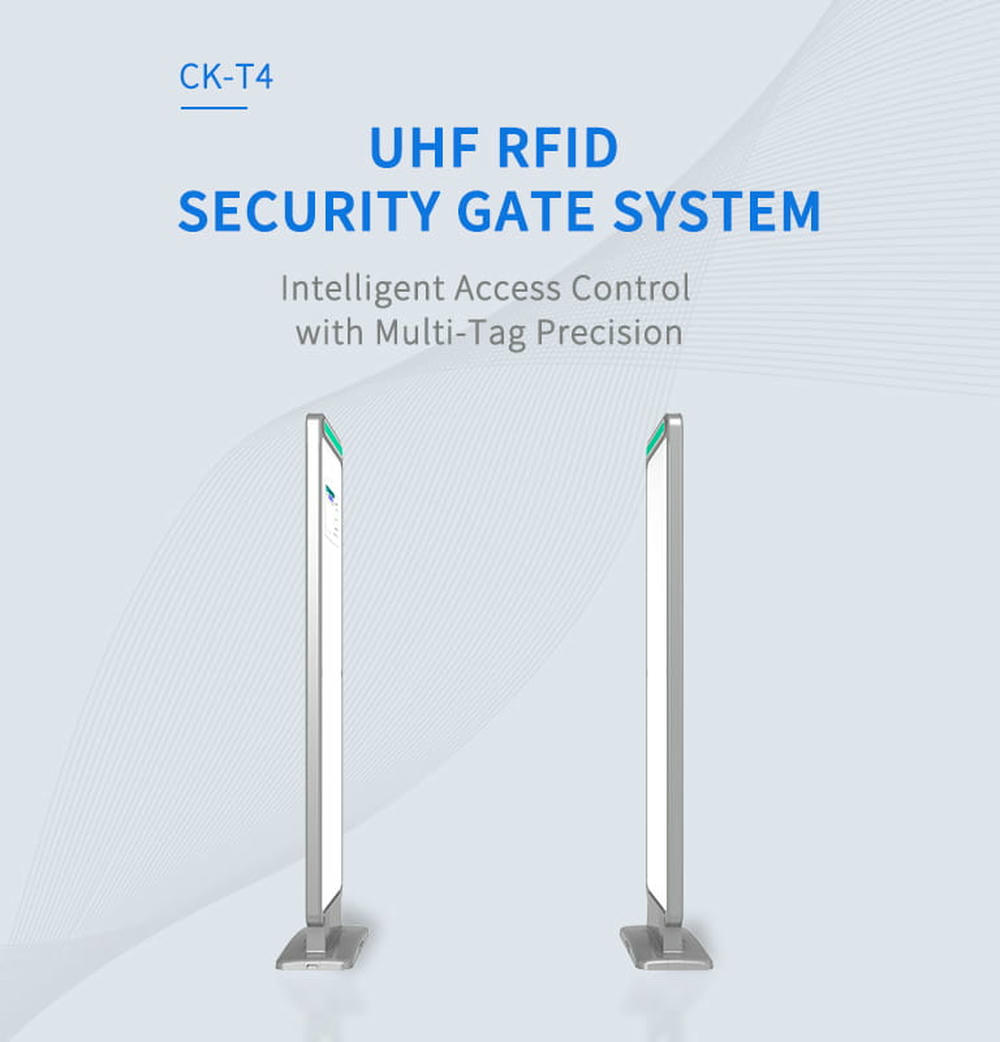 Scenario primene CK-T4 UHF RFID skenera prolaza koji se koristi kao antikradljivi sigurnosni ulaz za modernu pametnu biblioteku.
