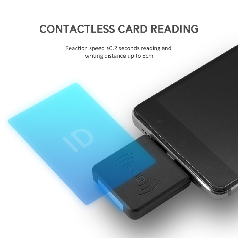 Prilagođeni 13.56MHz RFID čitači za Android prikazani sa fokusom na prednju ploču sa tastaturom za projekte 13.56MHz HF RFID čitača.