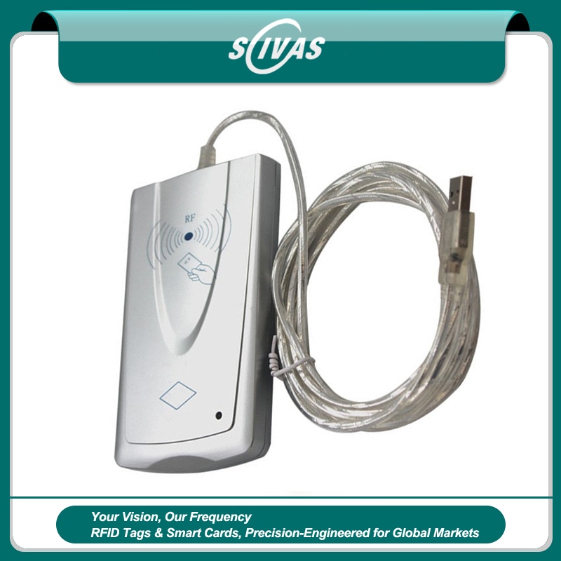 Ova slika prikazuje USB LF RFID čitač za UID EM4200 i TK4100 kartica i ističe sigurnosni sistem za primene iz kategorije LF RFID čitači za 125 kHz.