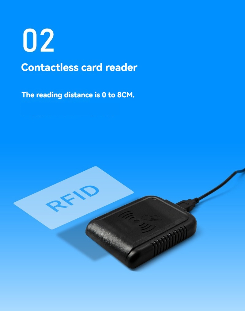 LF RFID čitač kartica za 125KHz UID čitanje prikazan iz jasne perspektive rasporeda antene za 125KHz LF RFID čitače.