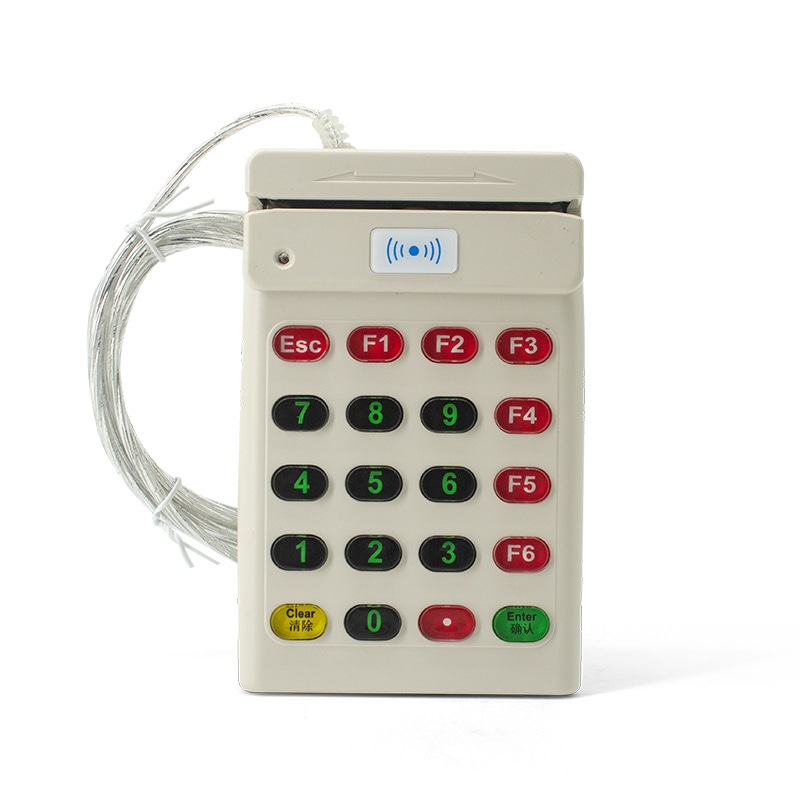 Fotografija proizvoda USB čitač RFID kartica i magnetne trake sa tastaturom iz perspektive koja ističe raspored antene za primene iz kategorije Čitači magnetnih kartica.