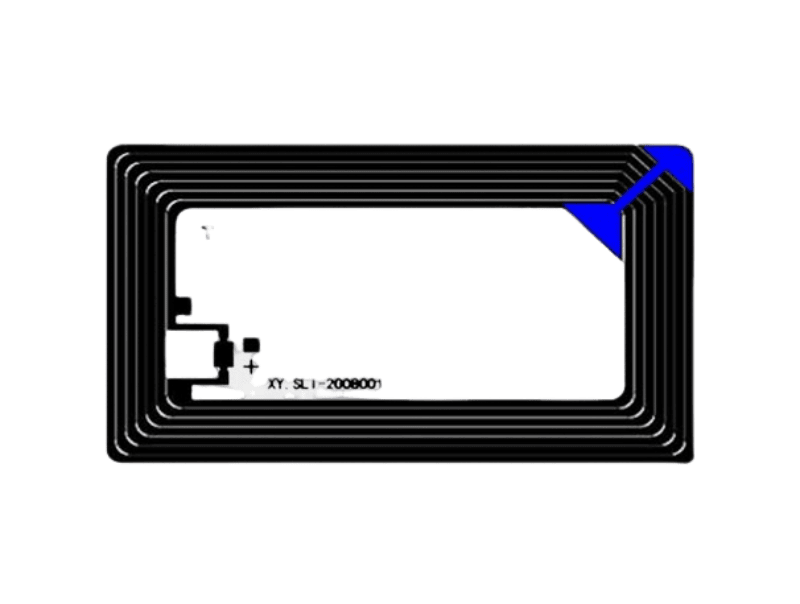 Ovaj tehnički dijagram ilustruje kružni raspored bakarne antene HF RFID etikete koji obezbeđuje stabilne performanse za zadatke identifikacije alata.