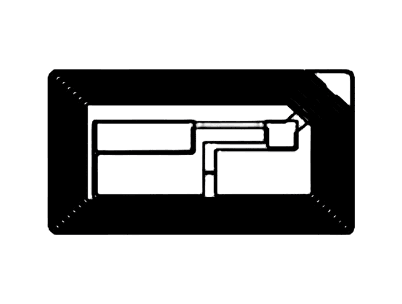 Ovaj tehnički dijagram ilustruje unutrašnji raspored bakarne antene HF RFID etiketa koje se koriste za upravljanje pametnom školskom bibliotekom.