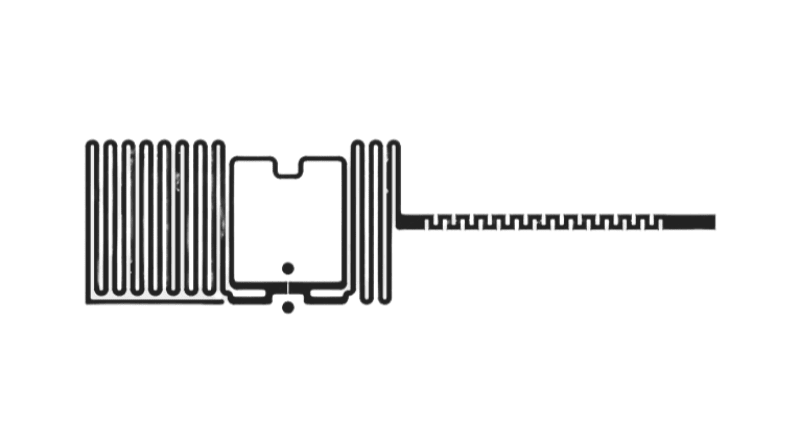 Grafički prikaz uzorka antene pokazuje 42x11mm UHF RFID etikete sa antenskim umetkom podešen za robusno praćenje industrijske imovine i čitanje na velikoj udaljenosti.