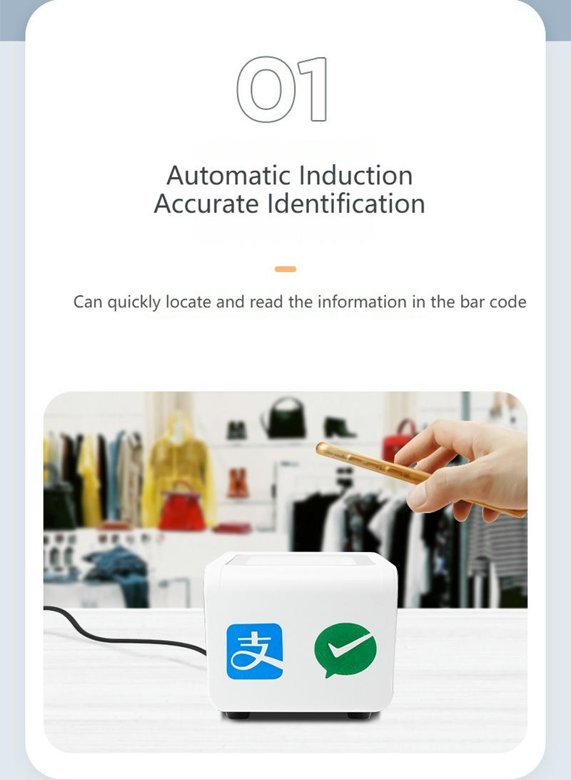 R41 skener je prikazan spreda dok ruka drži telefon iznad njega kako bi se ilustrovalo automatsko indukciono čitanje koda.