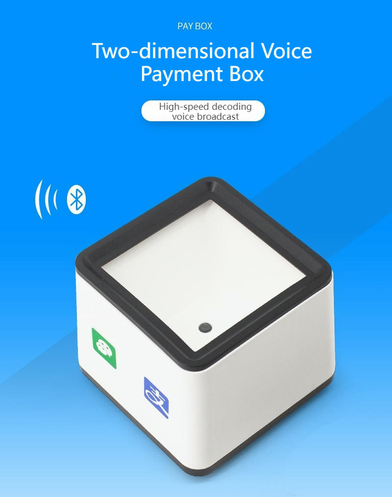 Ovaj poster predstavlja R42 seriju govorne platne kutije sa Bluetooth simbolom i kvadratnim telom skenera na plavoj pozadini.