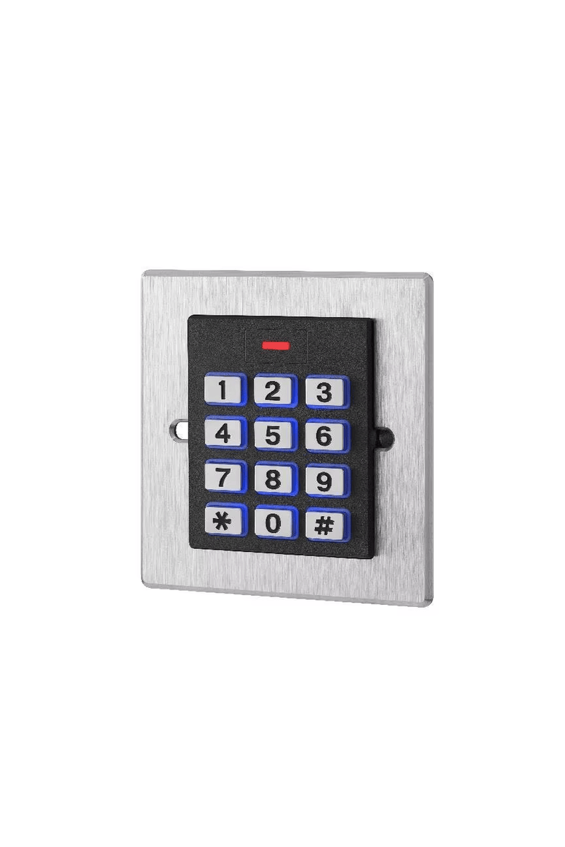 Dijagram dimenzija za montažu kompaktnog RFID tastaturnog kontrolera pristupa u zidne kutije