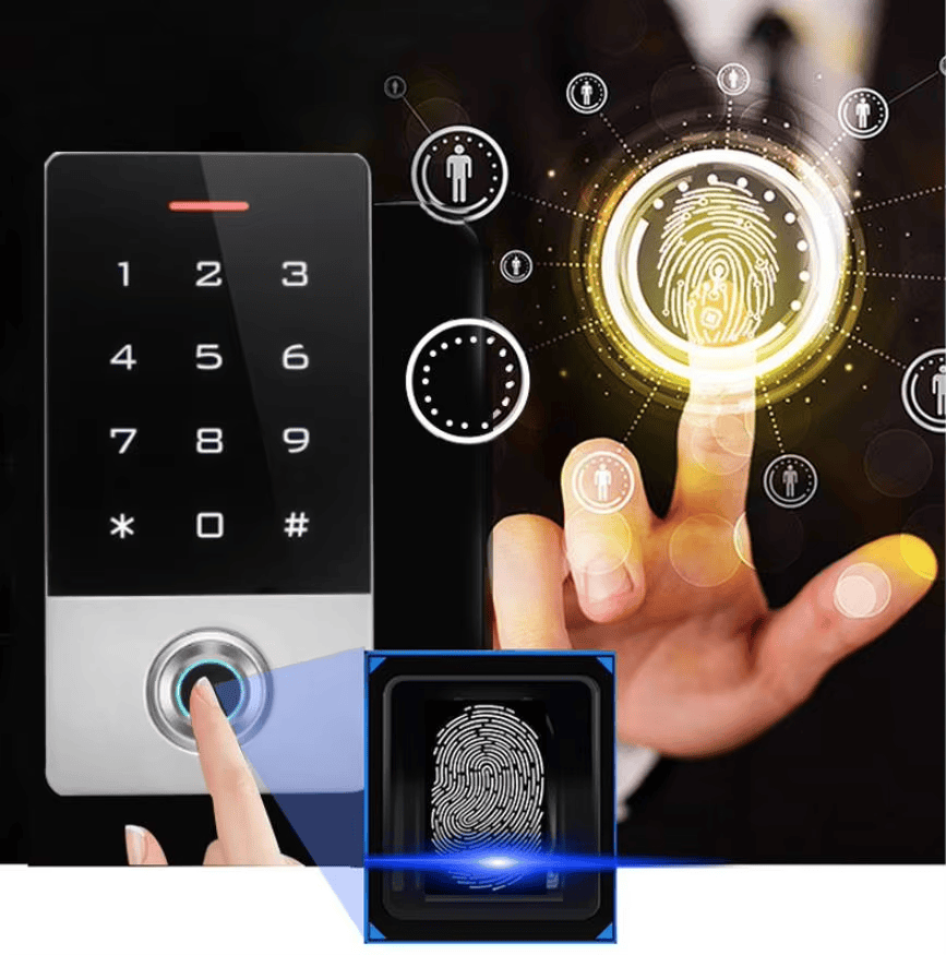 Fotografija proizvoda IP68 terminal sa otiskom prsta za Wiegand vrata sa prikazom dizajn za zidnu montažu za kupce koji porede rešenja iz kategorije Biometrijski terminali za kontrolu pristupa.
