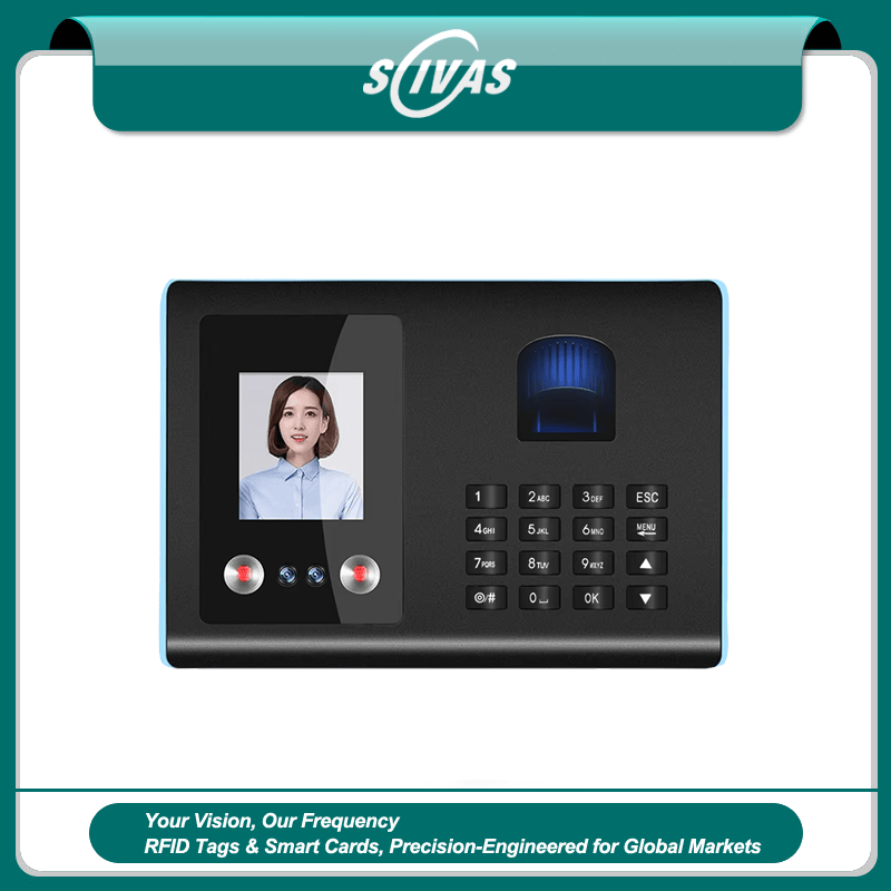 Fotografija proizvoda Dodirni terminal za evidenciju licem i otiskom prsta iz perspektive koja ističe montažu na ulaznim vratima za primene iz kategorije Biometrijski terminali za kontrolu pristupa.