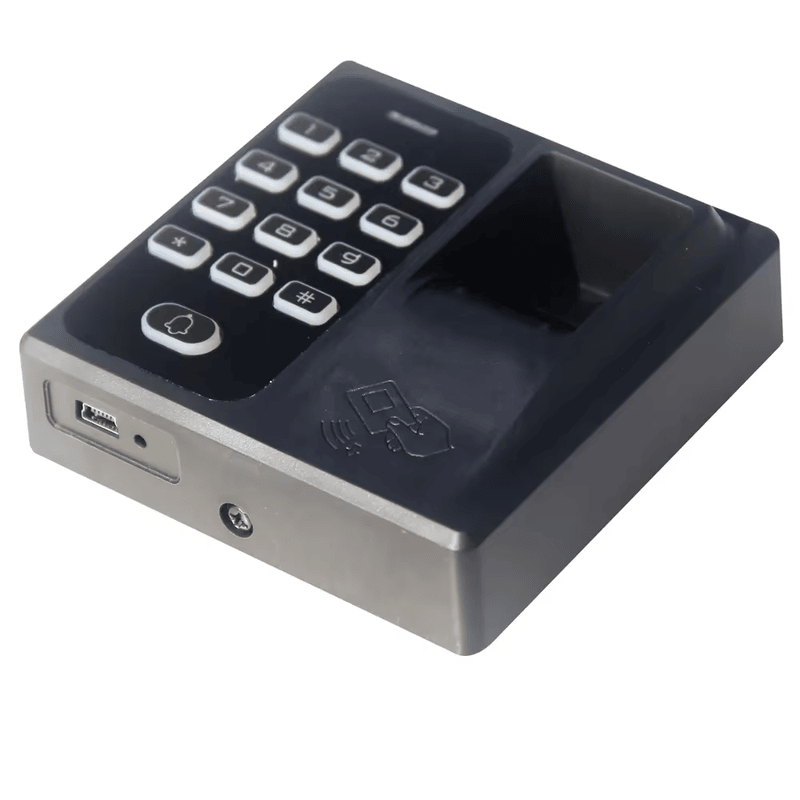 Fotografija proizvoda samostalni RFID kontroler sa čitačem otiska prsta i Wiegand izlazom koja prikazuje beskontaktno skeniranje u kategoriji biometrijskih terminala za kontrolu pristupa.