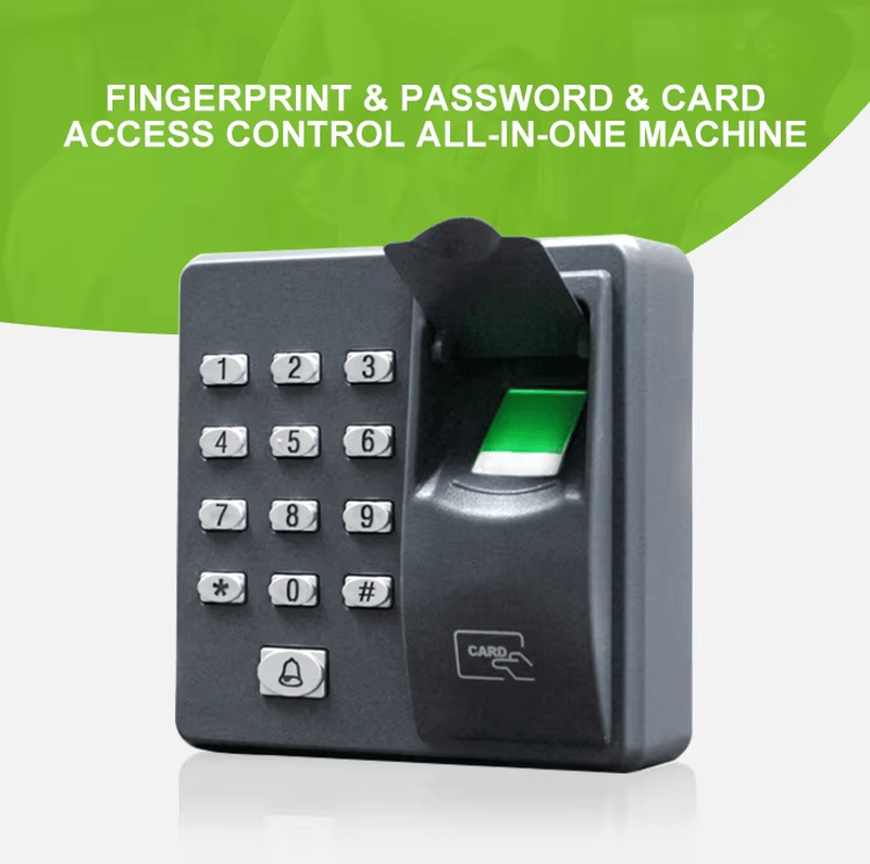 Ova slika prikazuje samostalni RFID pristupni terminal sa čitačem otiska prsta bezbednosnog sistema za primene biometrijskih pristupnih terminala.