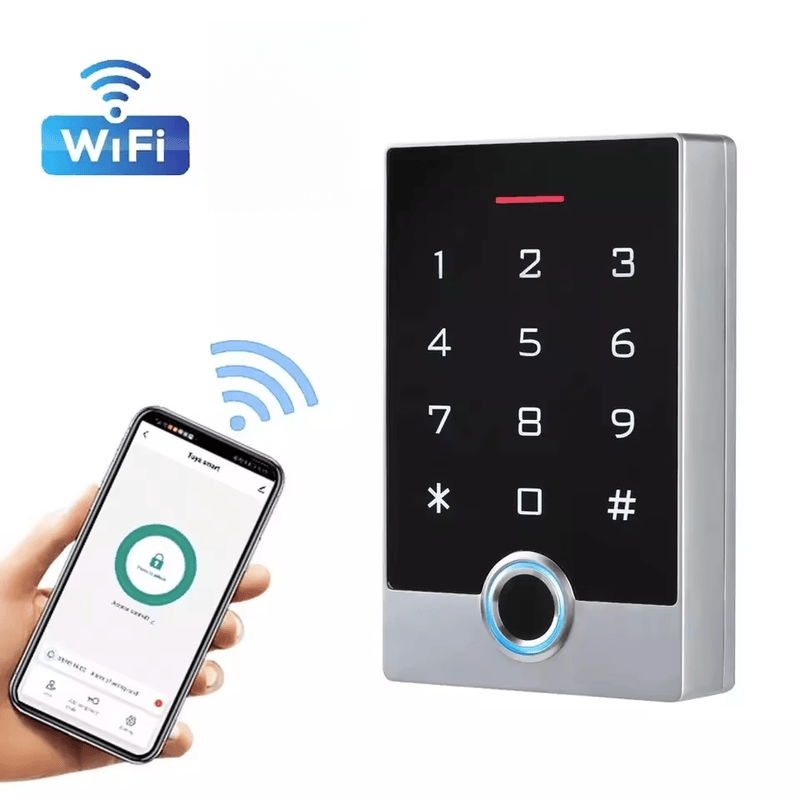 Fotografija proizvoda Tuya WiFi terminal za kontrolu pristupa sa otiskom prsta i RFID čitačem koja prikazuje priključnu klemu u kategoriji biometrijskih terminala za kontrolu pristupa.